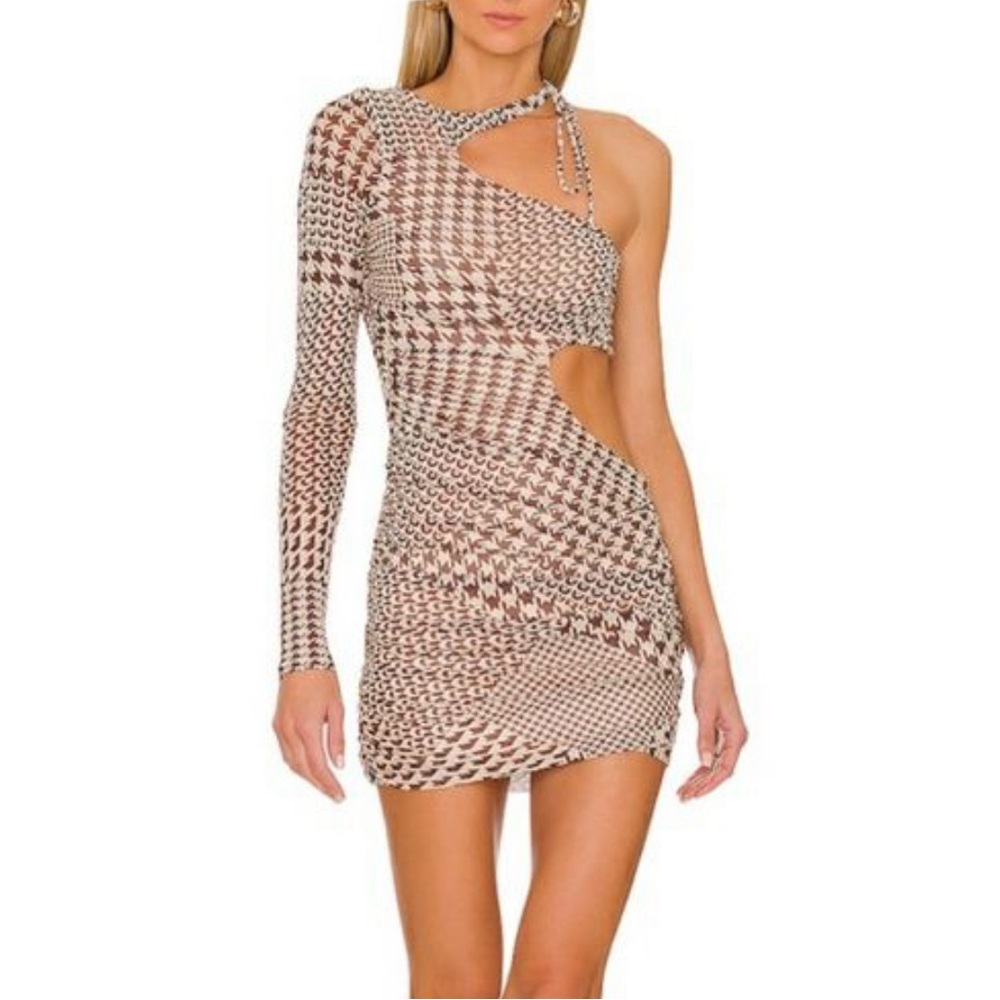 Ganya Mini Dress in Brown Houndstooth